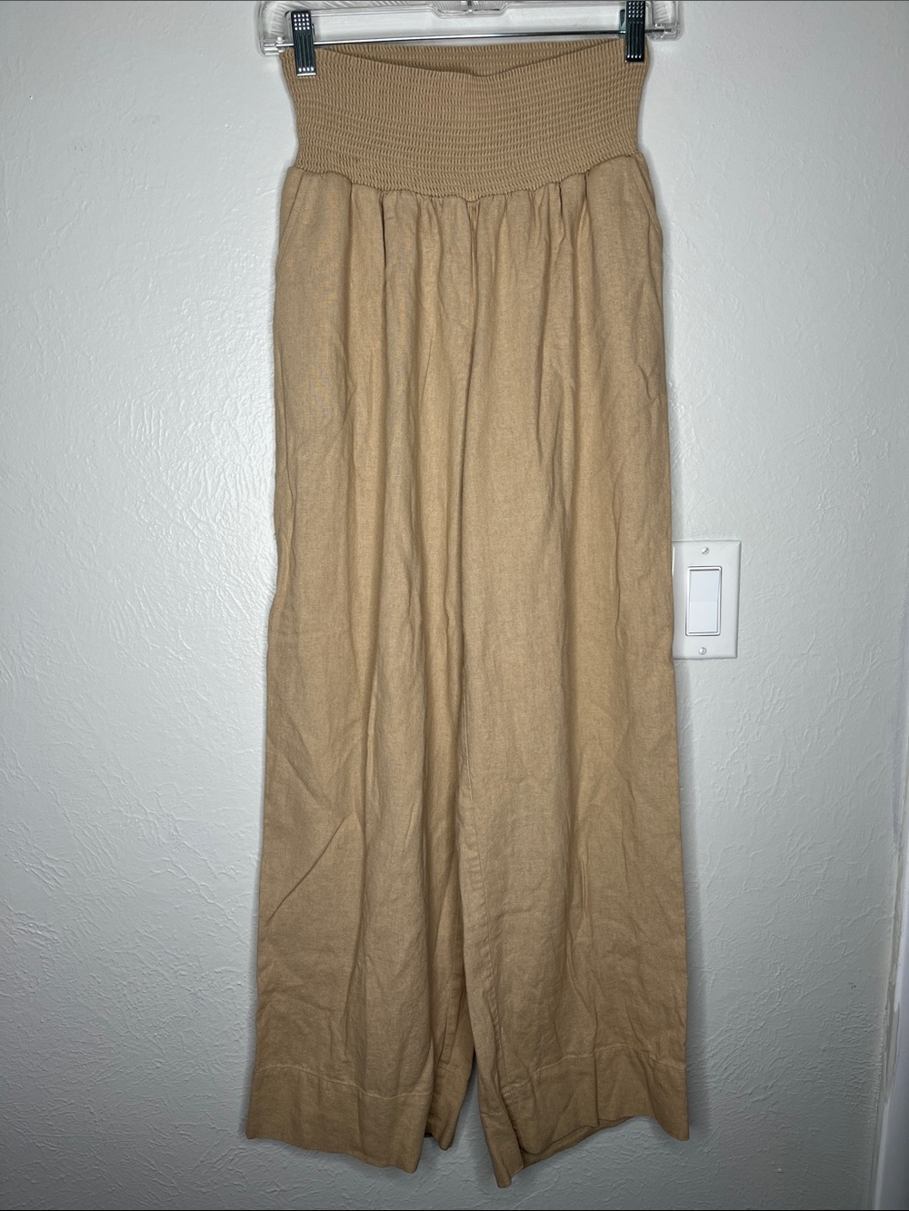 Isabel Maternity Beige Linen Blend Pants - Size XS Lightweight Breathable